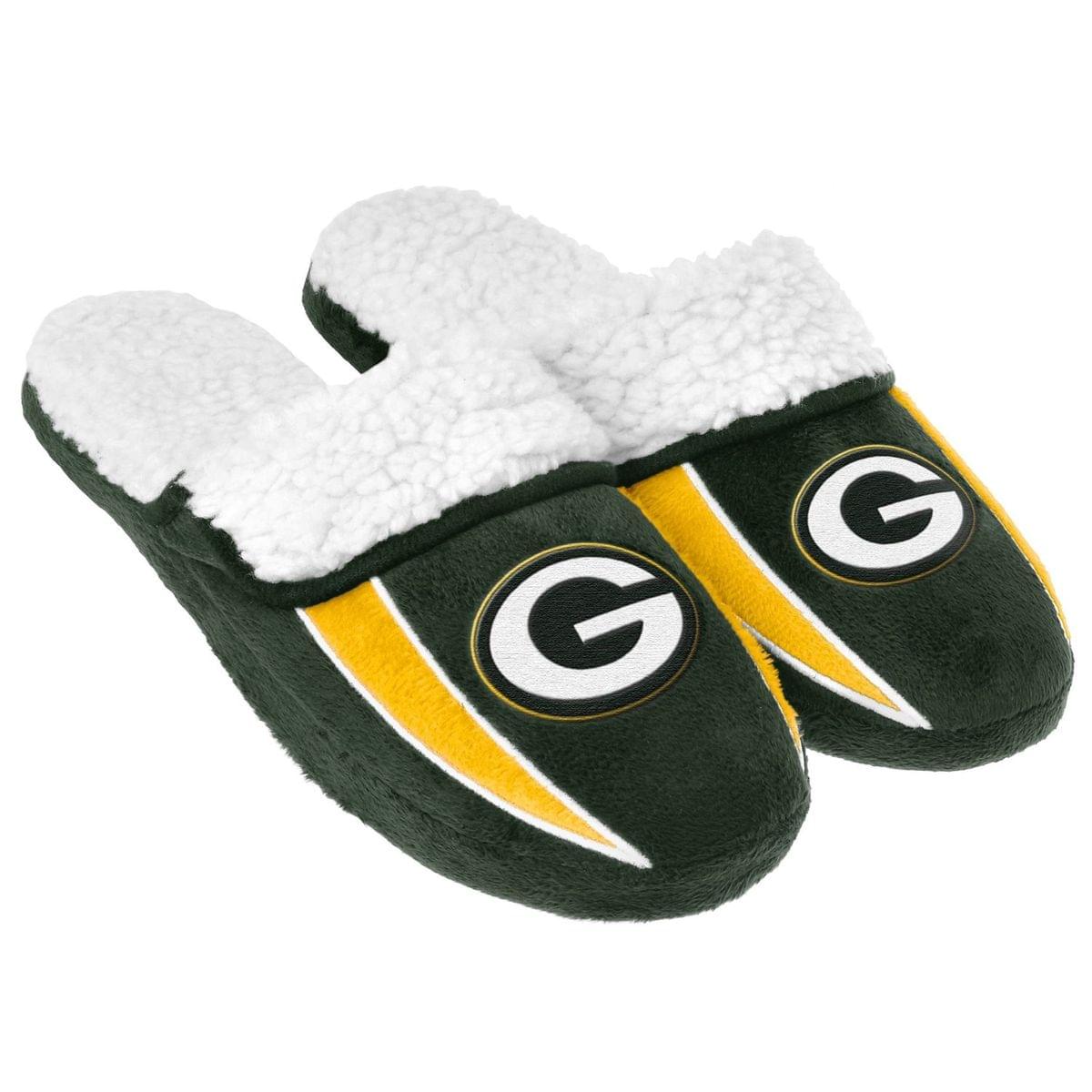 Green Bay Packers Men s NFL Sherpa Slide Slippers Free Shipping