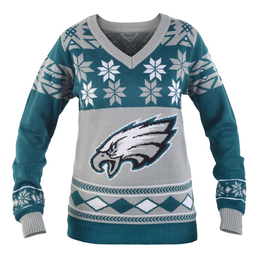 Philadelphia Eagles NFL Womens Big Logo V Neck Sweater Free Shipping