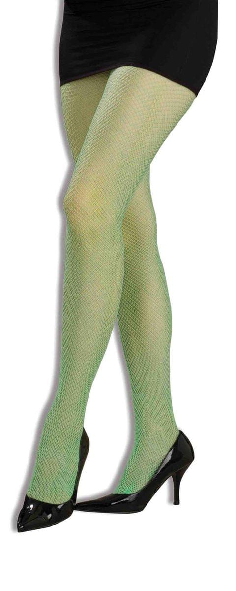 80's Neon Green Adult Costume Fishnet Tights One Size