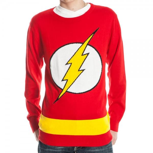 DC Comics Flash Logo Red Knit Adult Sweater Free Shipping