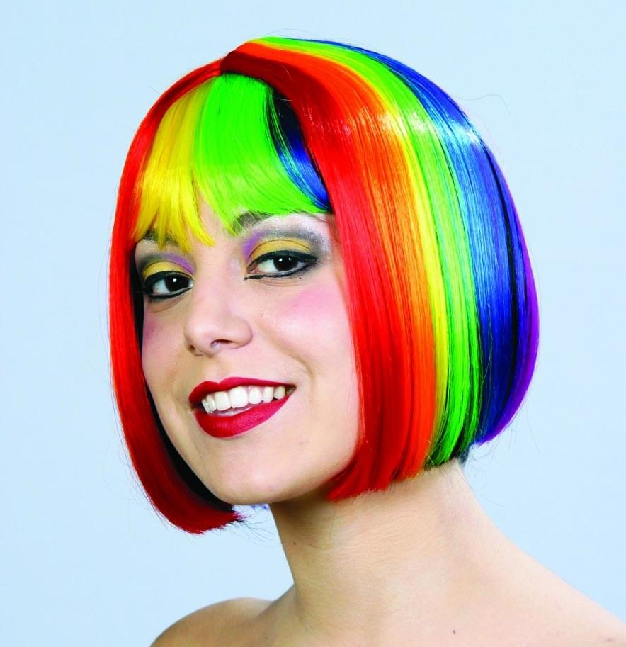 Rainbow Pride Multi Color Costume Bob Wig Free Shipping