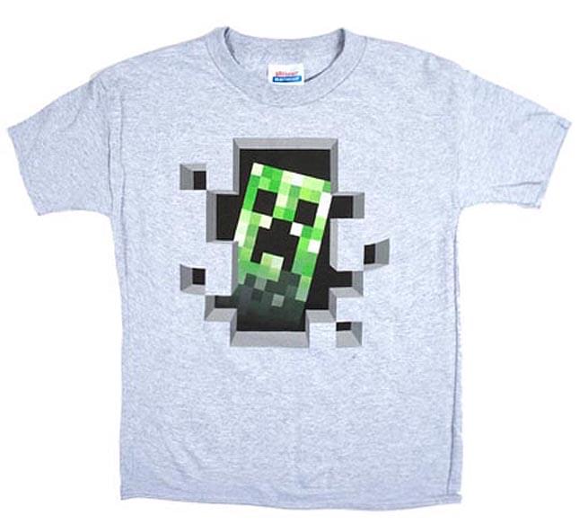 Creeper Inside Minecraft Mob Monster Adult Mens T-Shirt Gray
