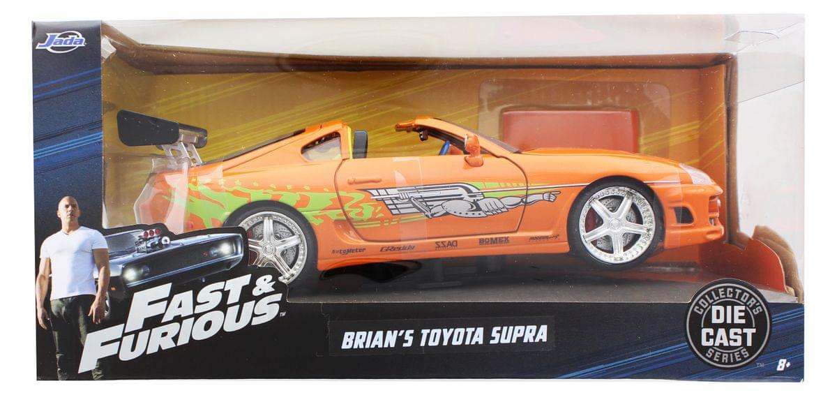 1:24 Jada Fast & Furious Brian's Toyota Supra 1:24 with Brian, Car Orange  Diecast Model Alloy Metal Collection 1:24 Jada
