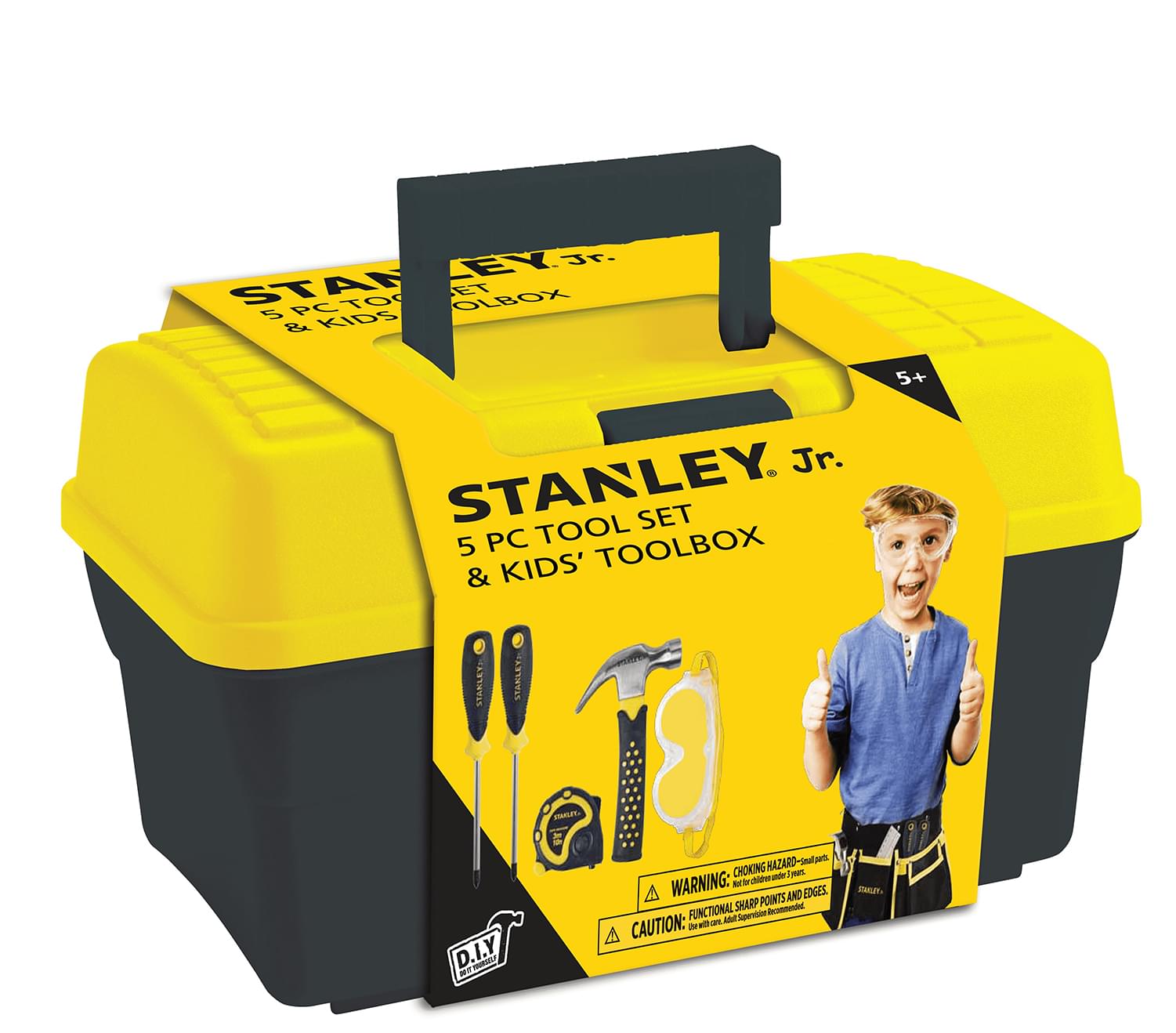 NEW Stanley Jr. 5 Piece Tool Set & Toolbox - Real Tools for Kids