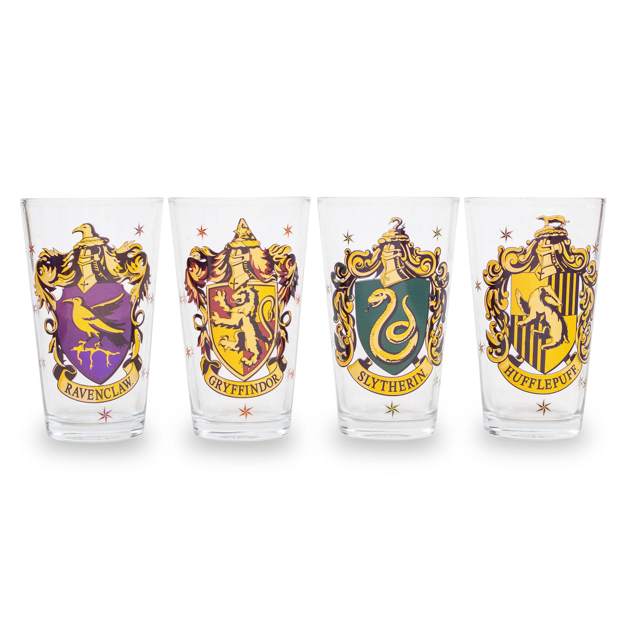 Harry Potter Crests 4 Piece 16oz Pint Glass Set | Free Shipping