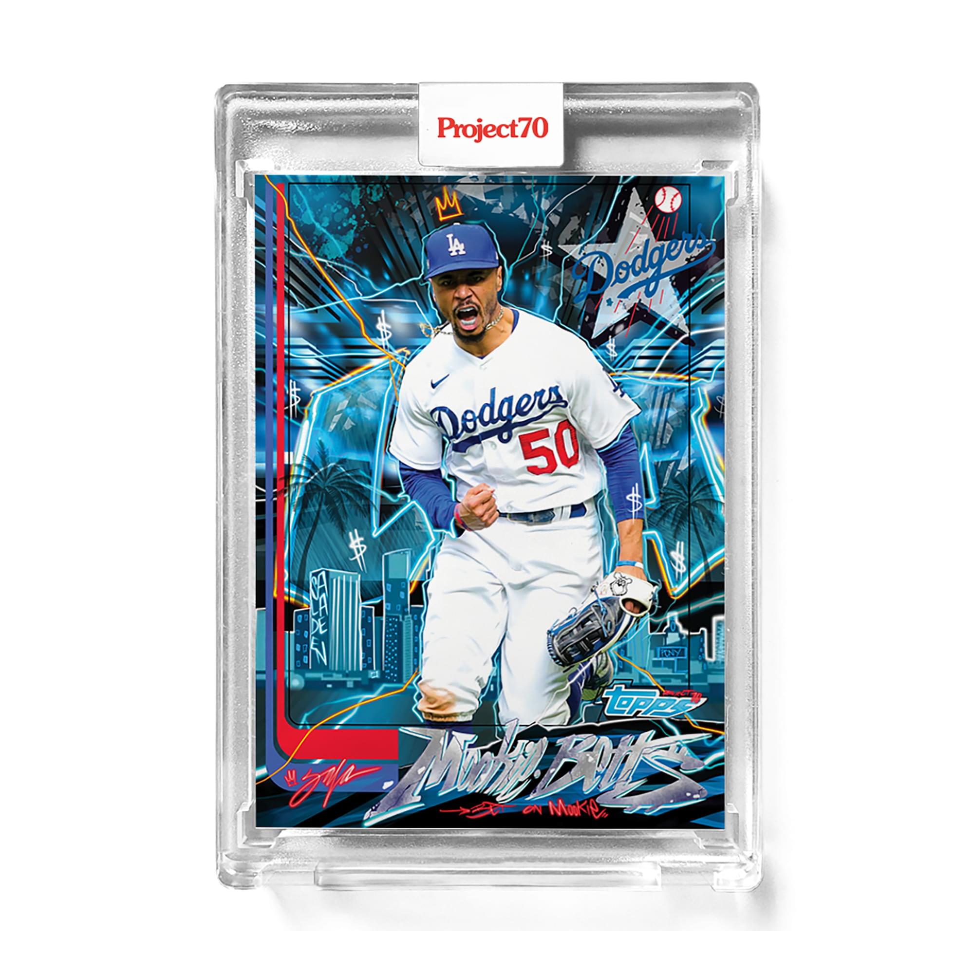 ORIGINAL Mookie Betts L.A. Dodgers Topps player Jersey Number 