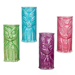 Cat Set of 4 Tiki Mugs