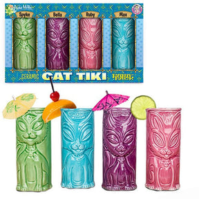 Cat Set of 4 Tiki Mugs