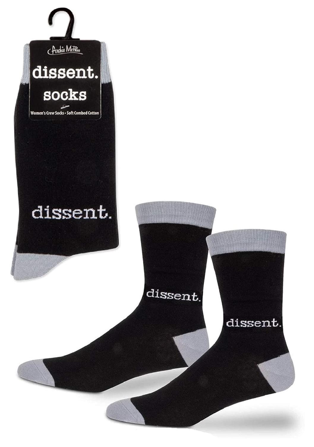 Dissent Women's Crew Socks in Black and Gray