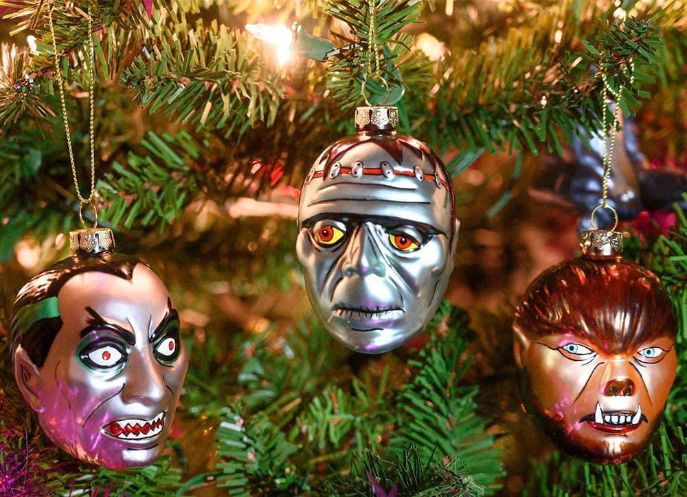 Set of 3 Monster Blown Glass Christmas Ornaments