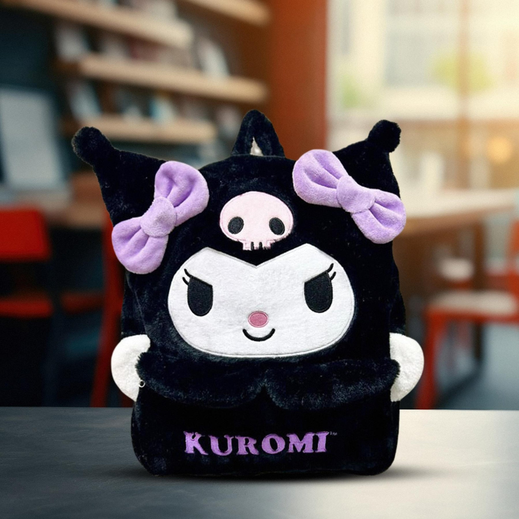 Sanrio Kuromi 16 Inch Embroidered Plush Backpack