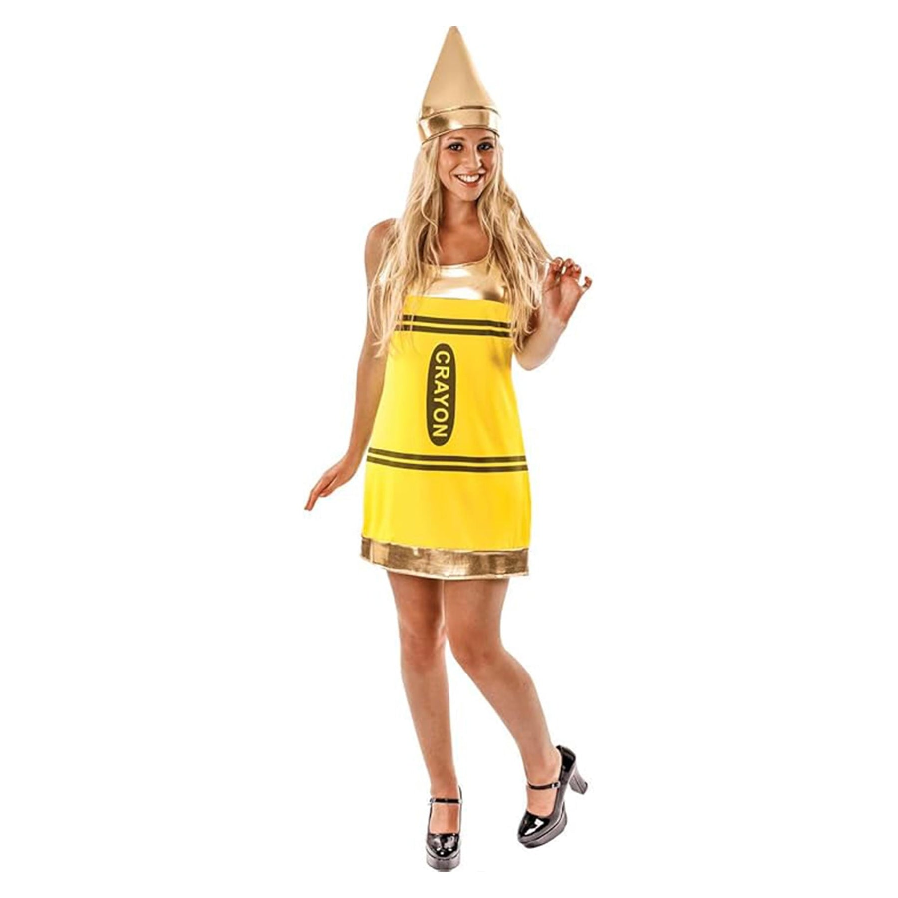 Women's Yellow Crayon Fancy Dress Costume