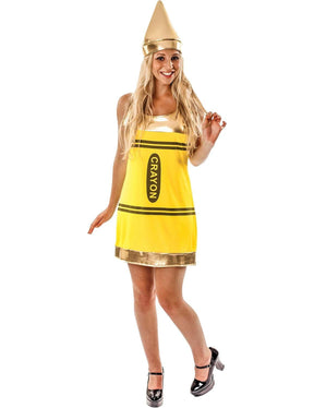 Women's Yellow Crayon Fancy Dress Costume