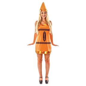 Women's Orange Crayon Fancy Dress Costume