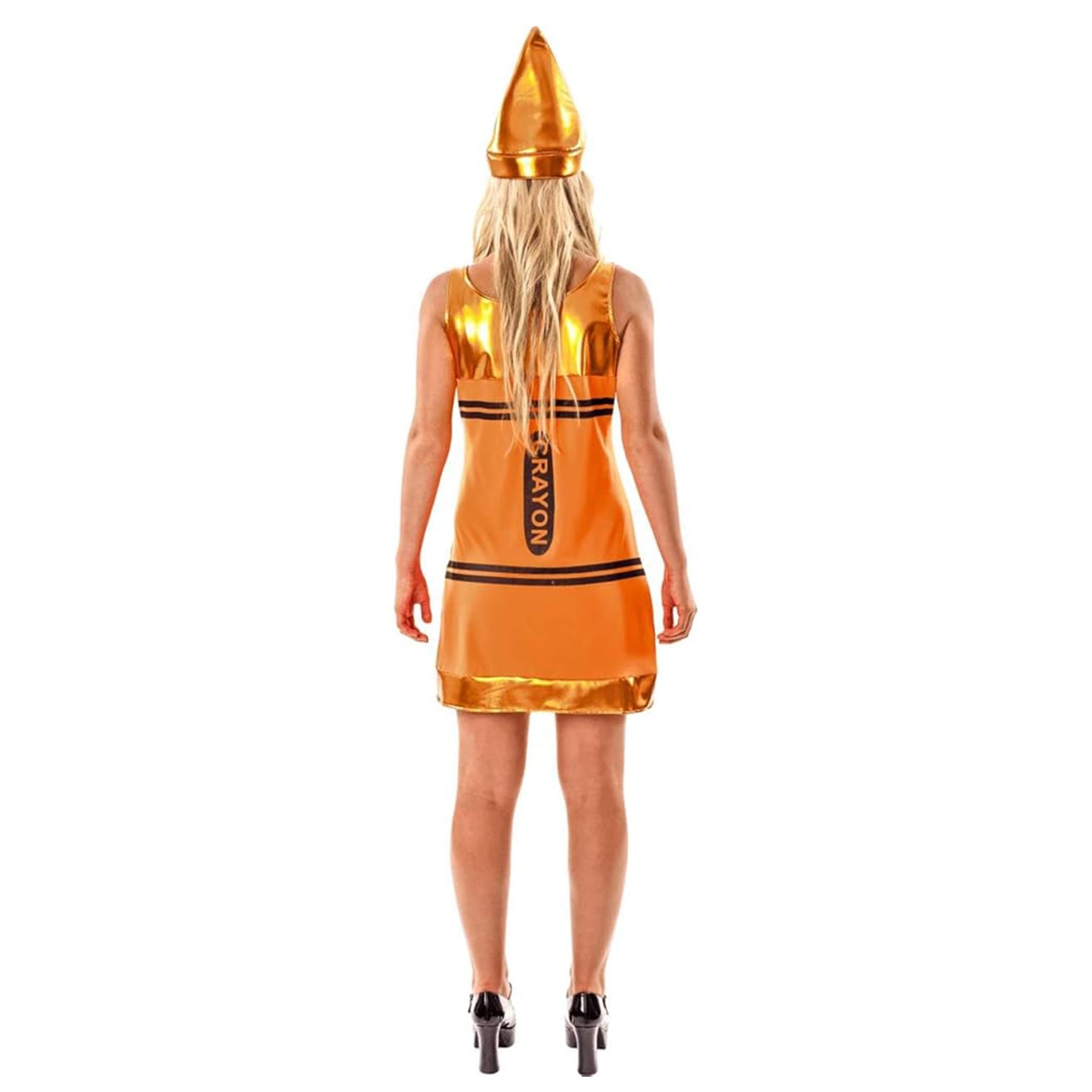 Women's Orange Crayon Fancy Dress Costume