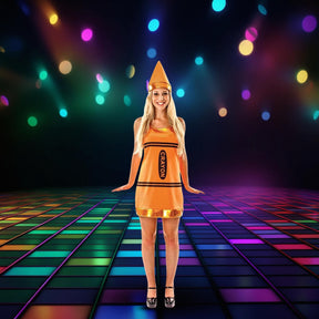 Women's Orange Crayon Fancy Dress Costume