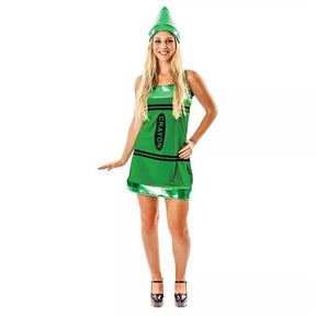 Women's Green Crayon Costume Dress