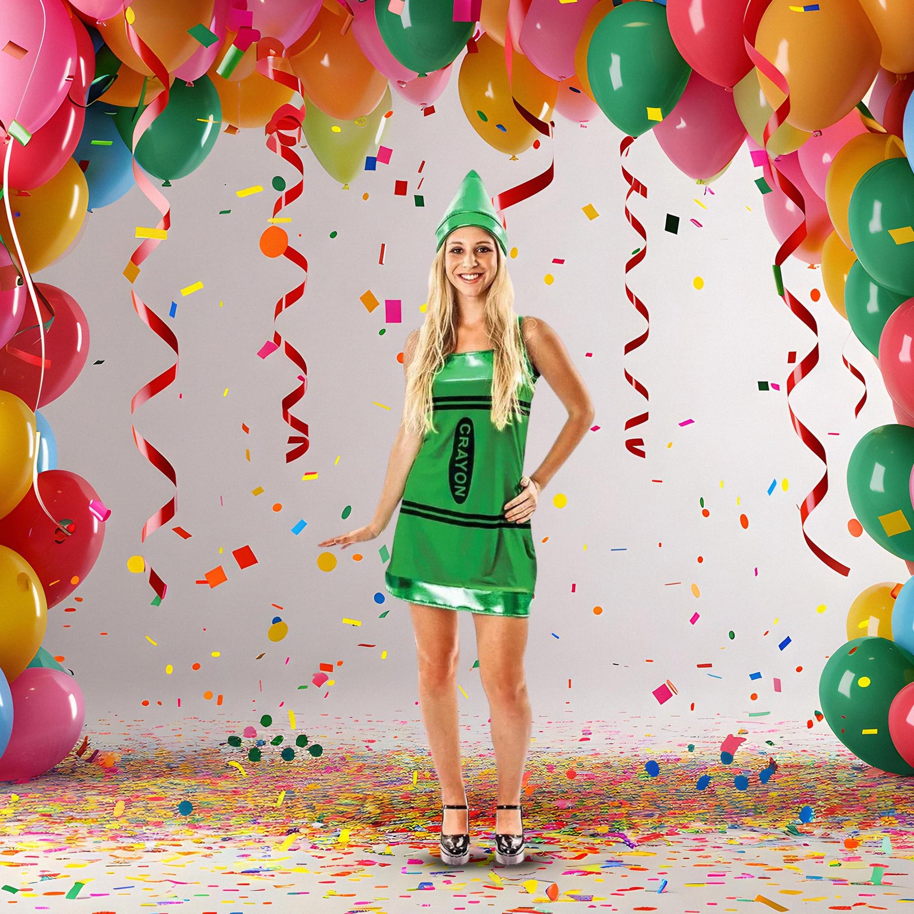 Women's Green Crayon Costume Dress