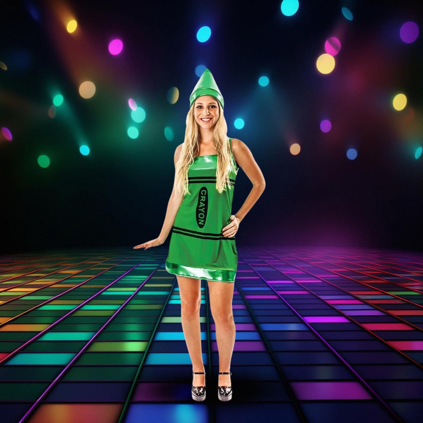 Women's Green Crayon Costume Dress