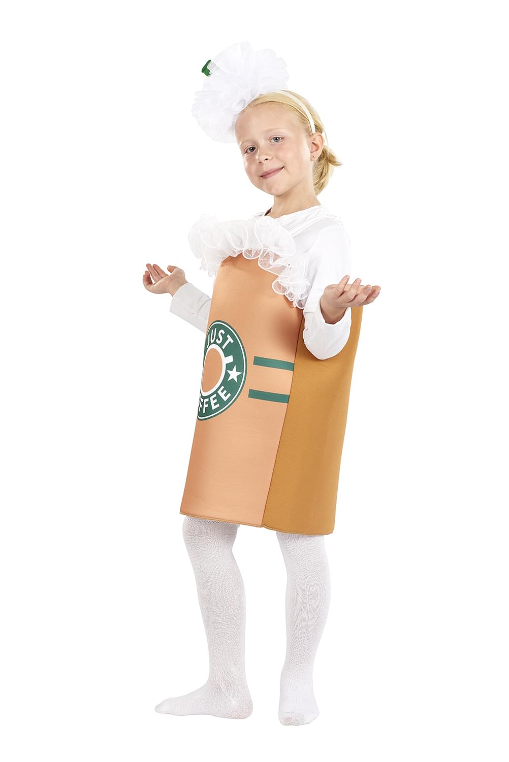 "Just Coffee" Kids Costume with Tunic & Headpiece | One Size Fits Up to Size 10