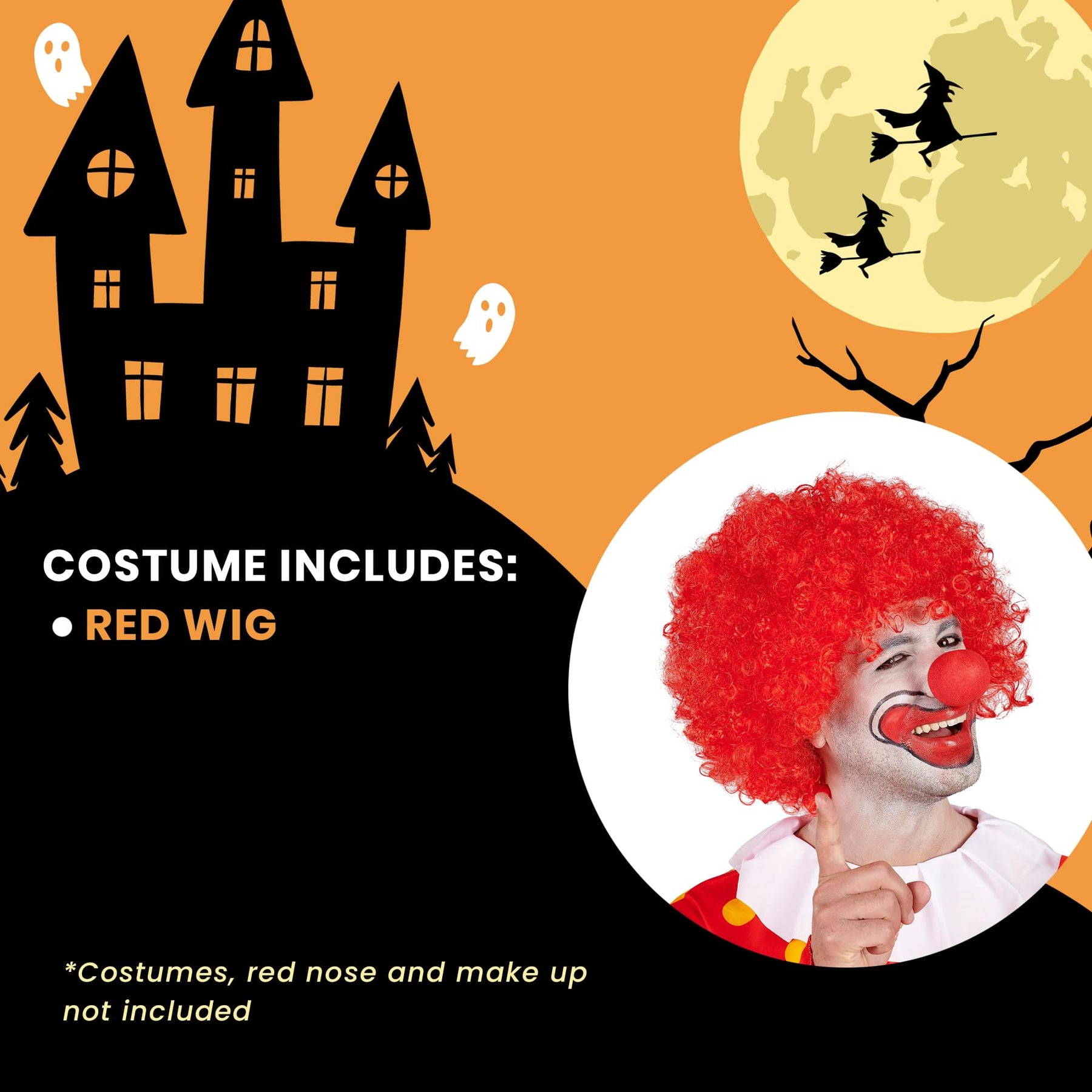 Red Afro Adult Costume Wig