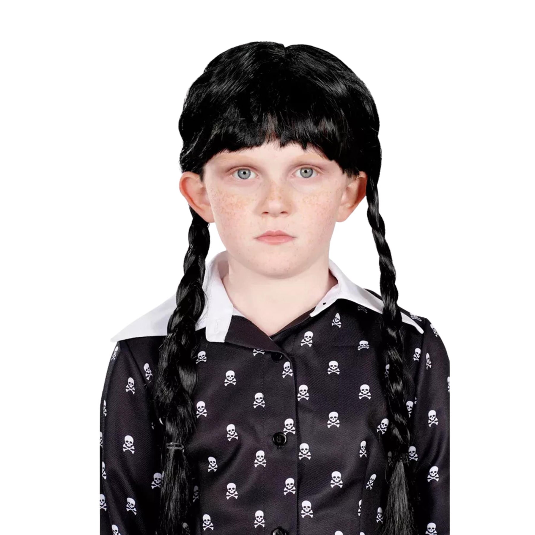 Wednesday Inspired Gothic Girl Black Braided Black Child Costume Wig