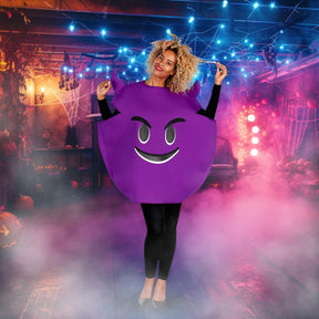 Horny Devil Purple Emoji Adult Unisex Costume | One Size