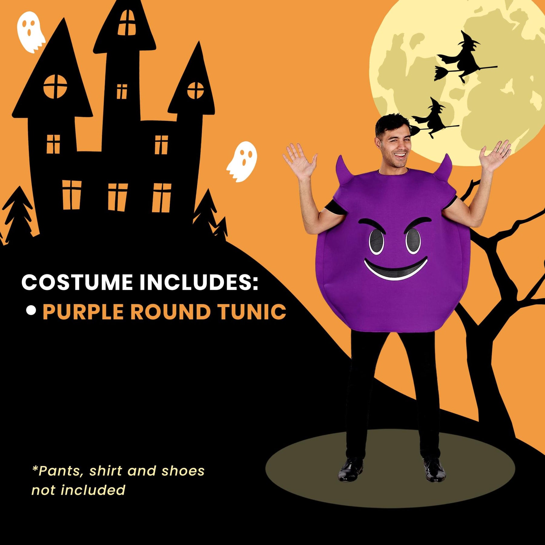 Horny Devil Purple Emoji Adult Unisex Costume | One Size