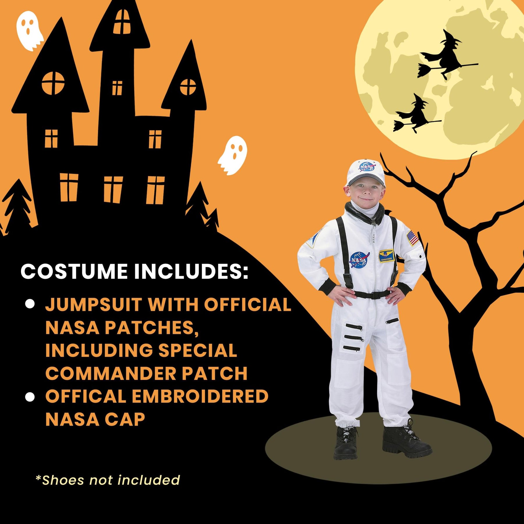 Jr Astronaut Suit (White) W/Cap Child Costume