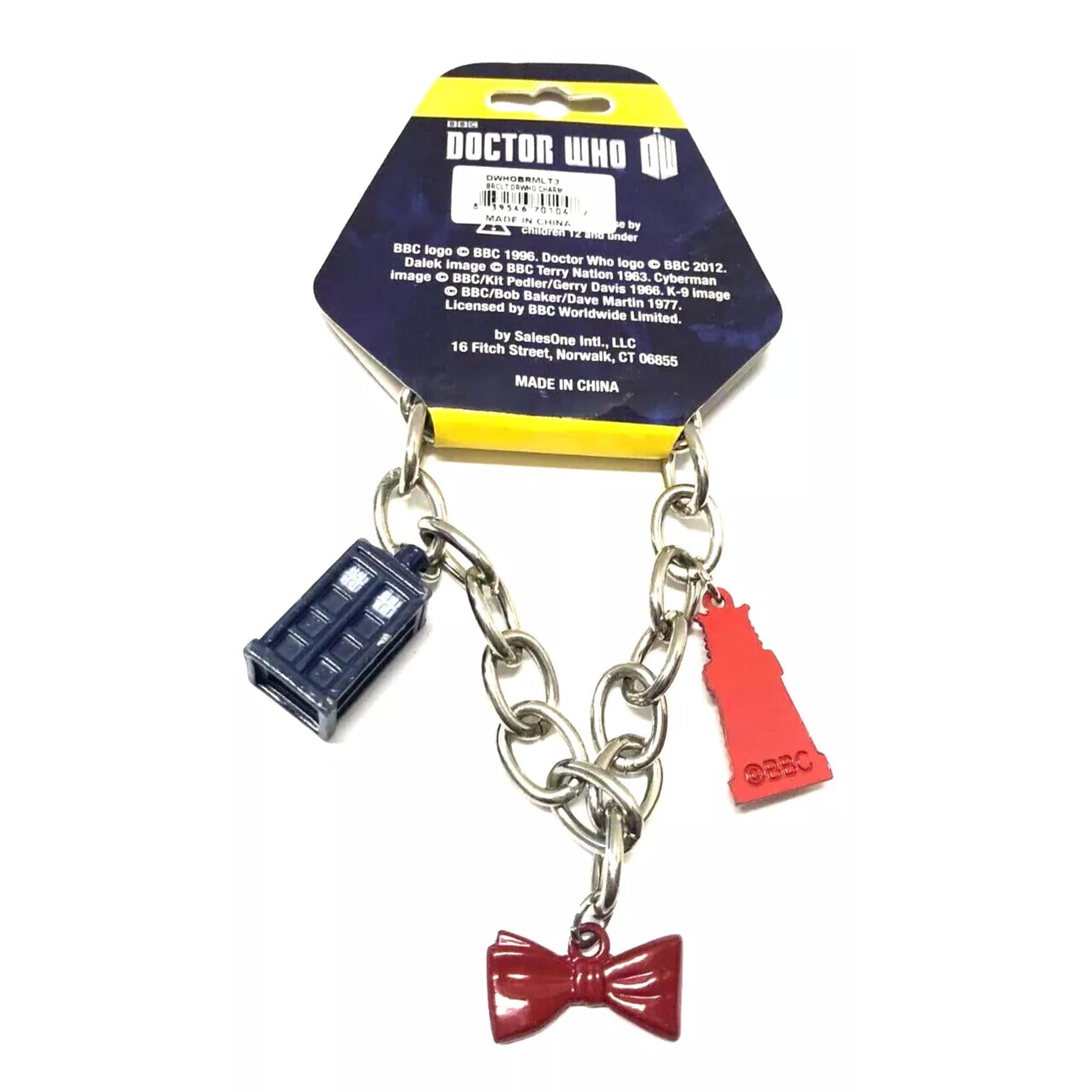 Doctor Who Charm Bow Tie, Tardis & Dalek Bracelet