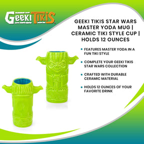 Geeki Tikis Star Wars Master Yoda Mug | Ceramic Tiki Style Cup | Holds 12 Ounces