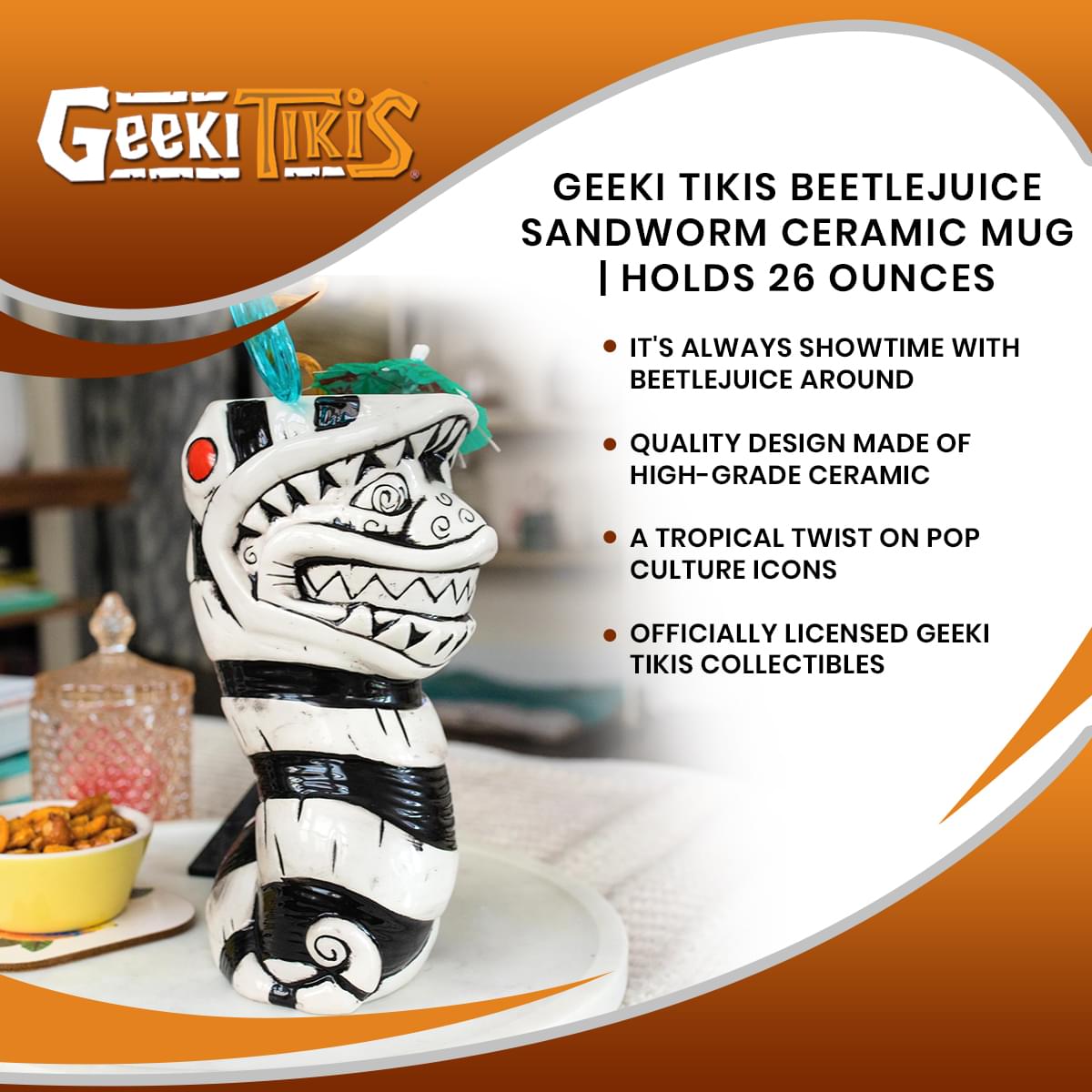 Geeki Tikis Beetlejuice Sandworm Ceramic Mug | Holds 26 Ounces