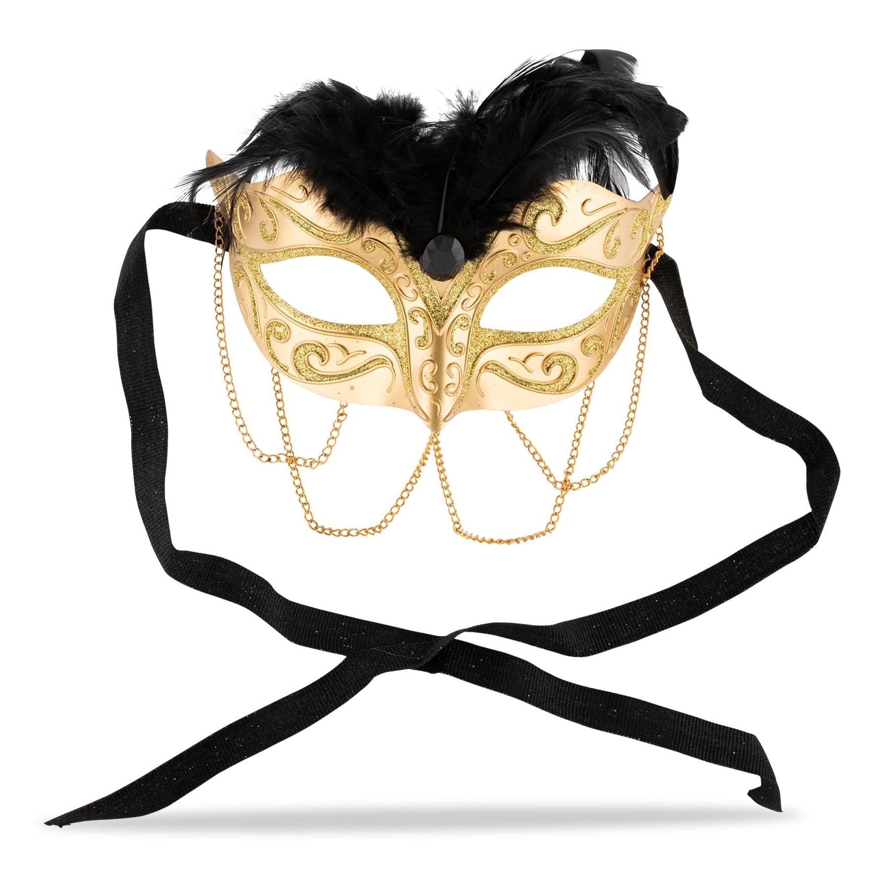 Tamire Costume Mask With Gold Chain: Gold/Gold