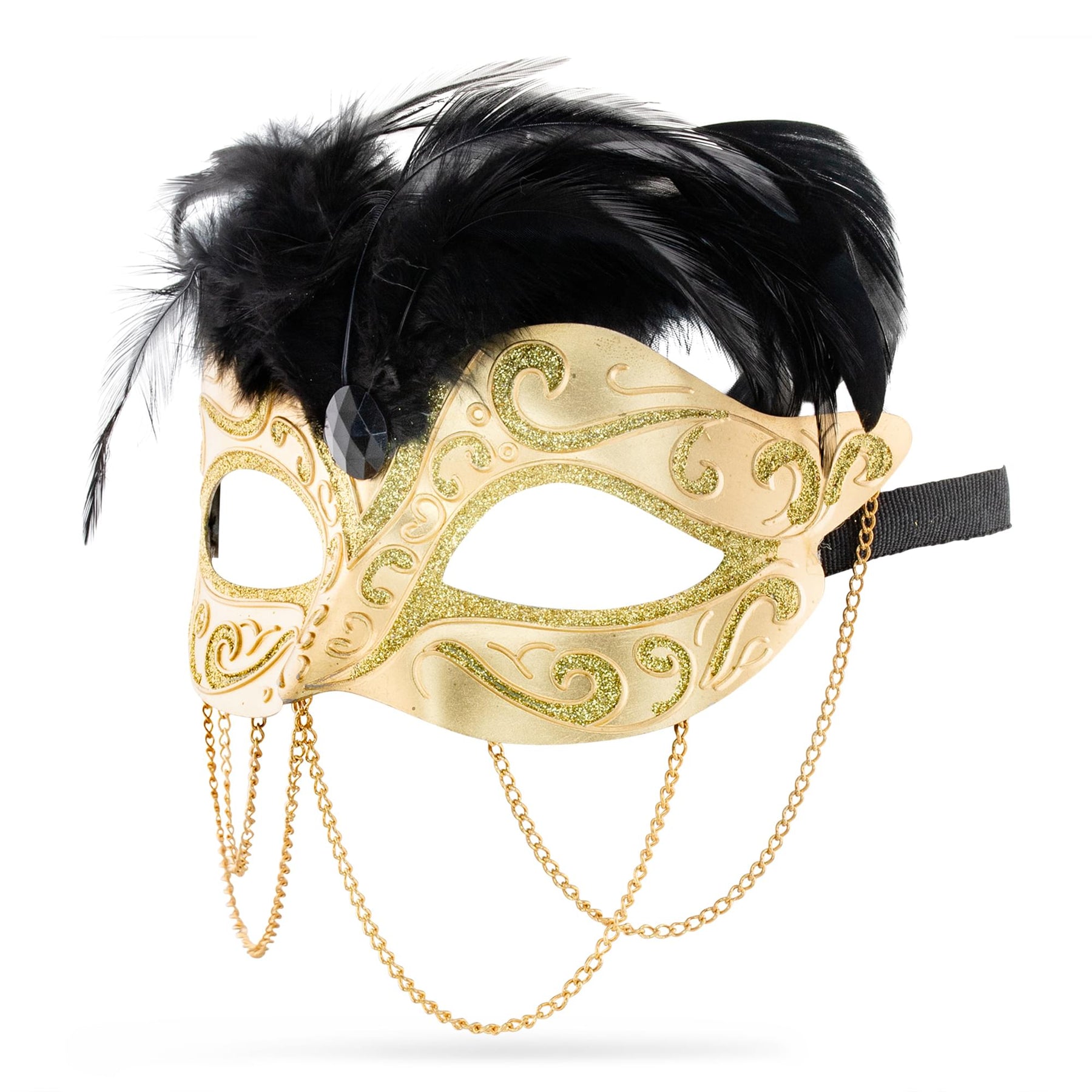 Tamire Costume Mask With Gold Chain: Gold/Gold