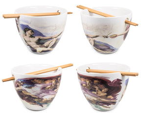 Bowl Bop Sistine Chapel Japanese Dinner Set | 16-Ounce Ramen Bowl, Chopsticks