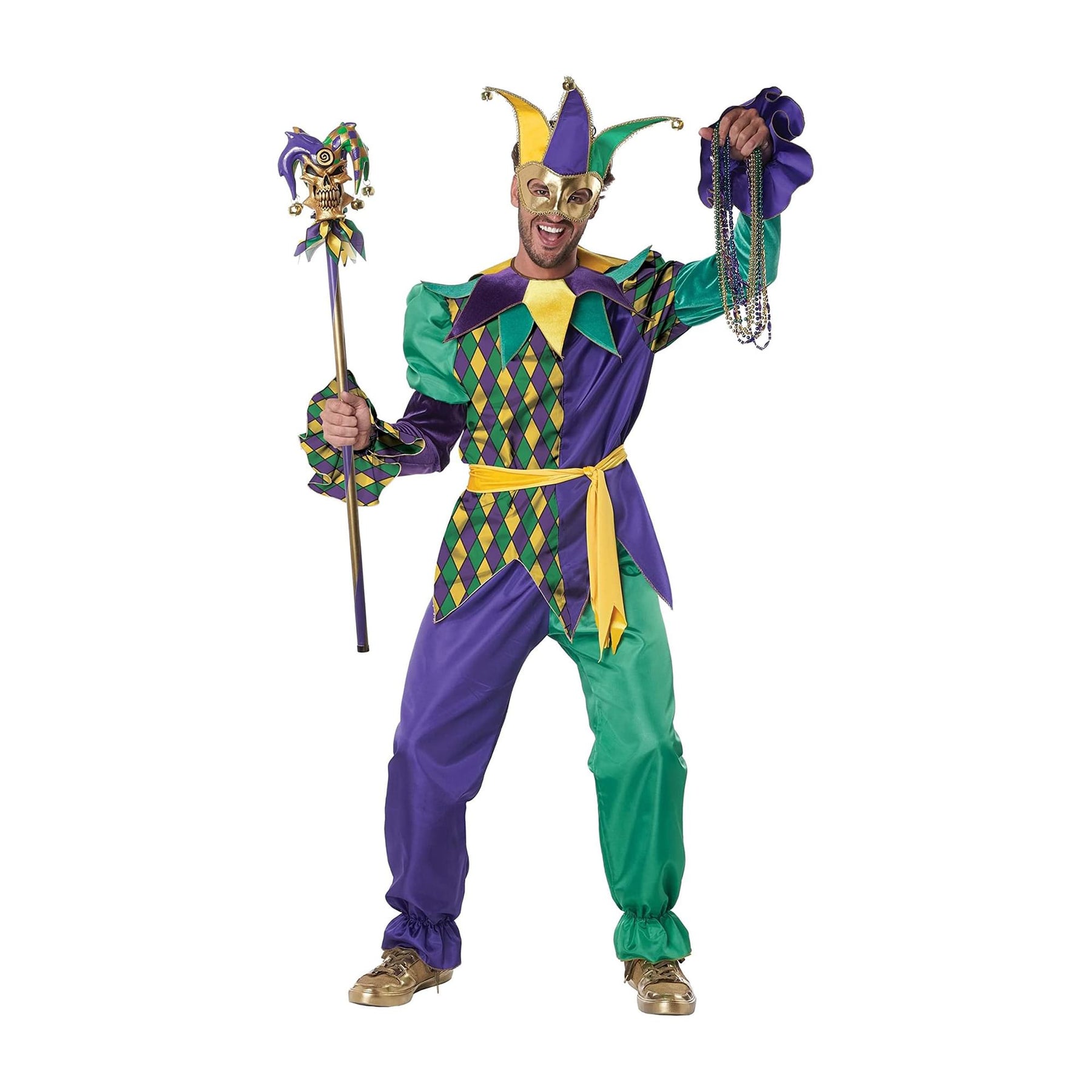 Deluxe Mardi Gras Jester Adult Costume