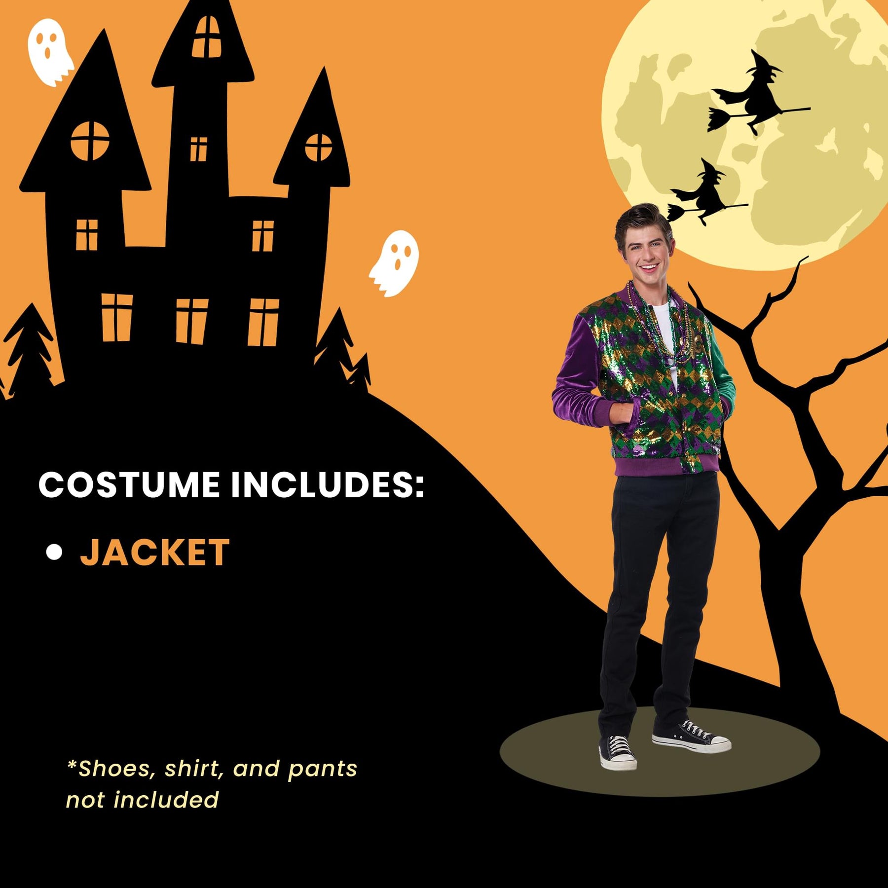 Mardi Gras Varsity Jacket Adult Costume