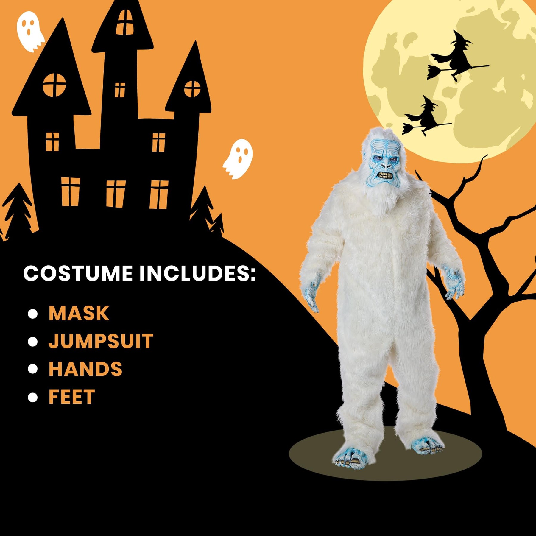 Deluxe Abominable Snowman With Premium Fur Adult Costume | One Size Fits Most