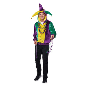 Mardi Gras Jester Hoodie Adult Costume