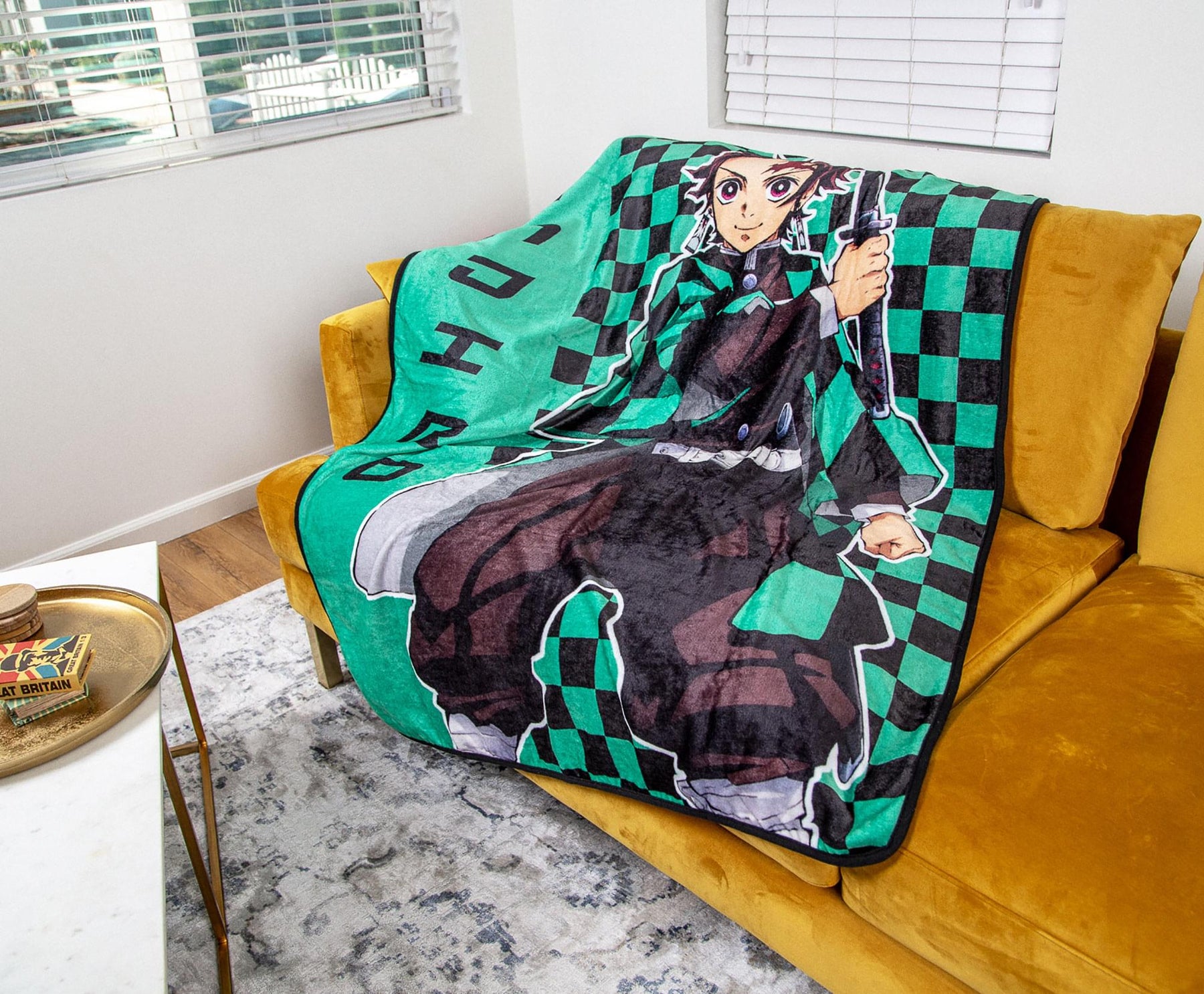 Demon Slayer Tanjiro Kamado Haori Fleece Throw Blanket | 45 x 60 Inches