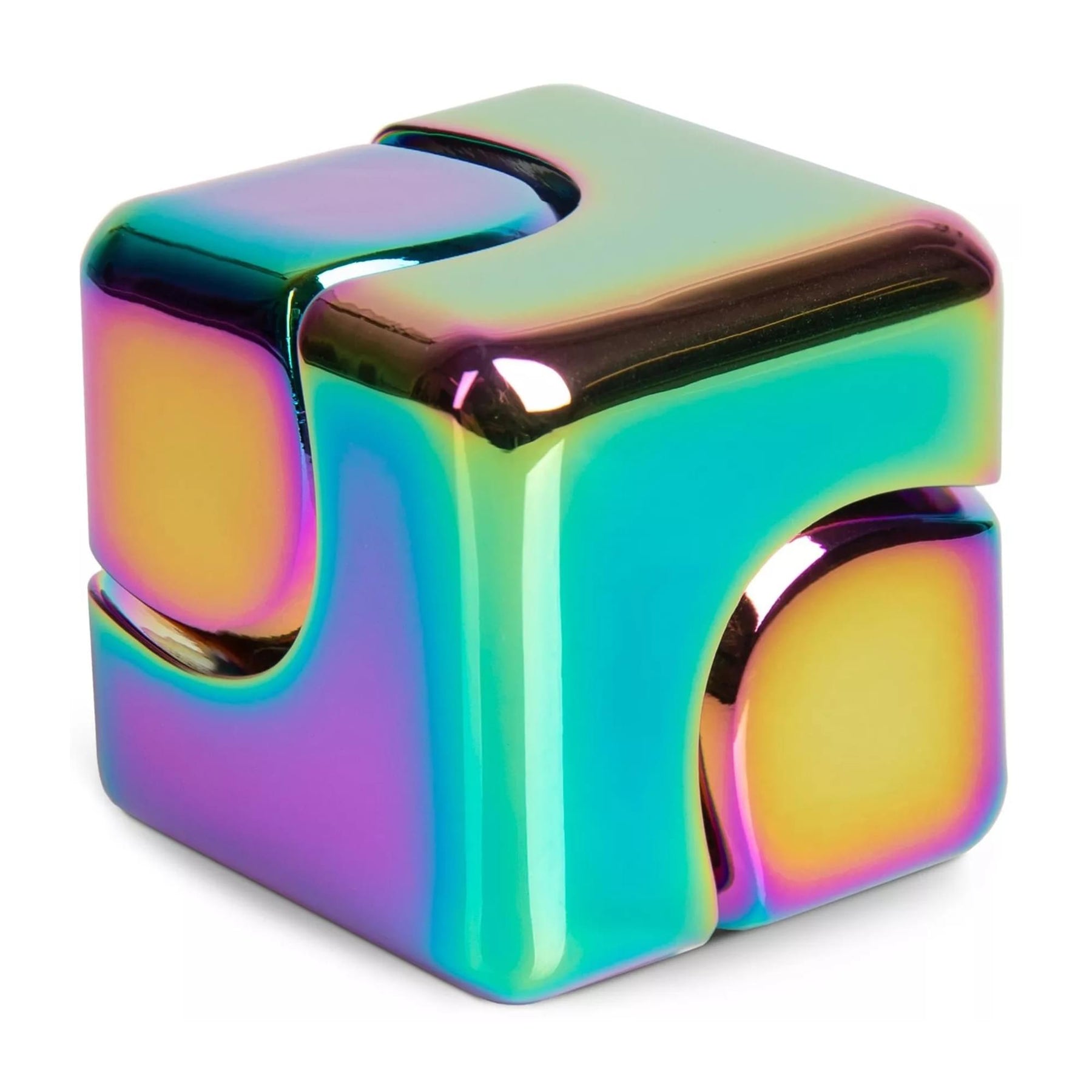 Bopster Fidget Spinner Cube | Multicolored Metallic