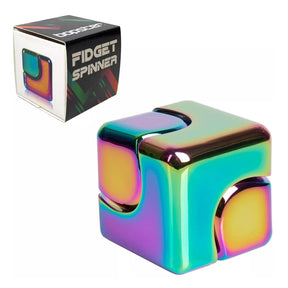 Bopster Fidget Spinner Cube | Multicolored Metallic