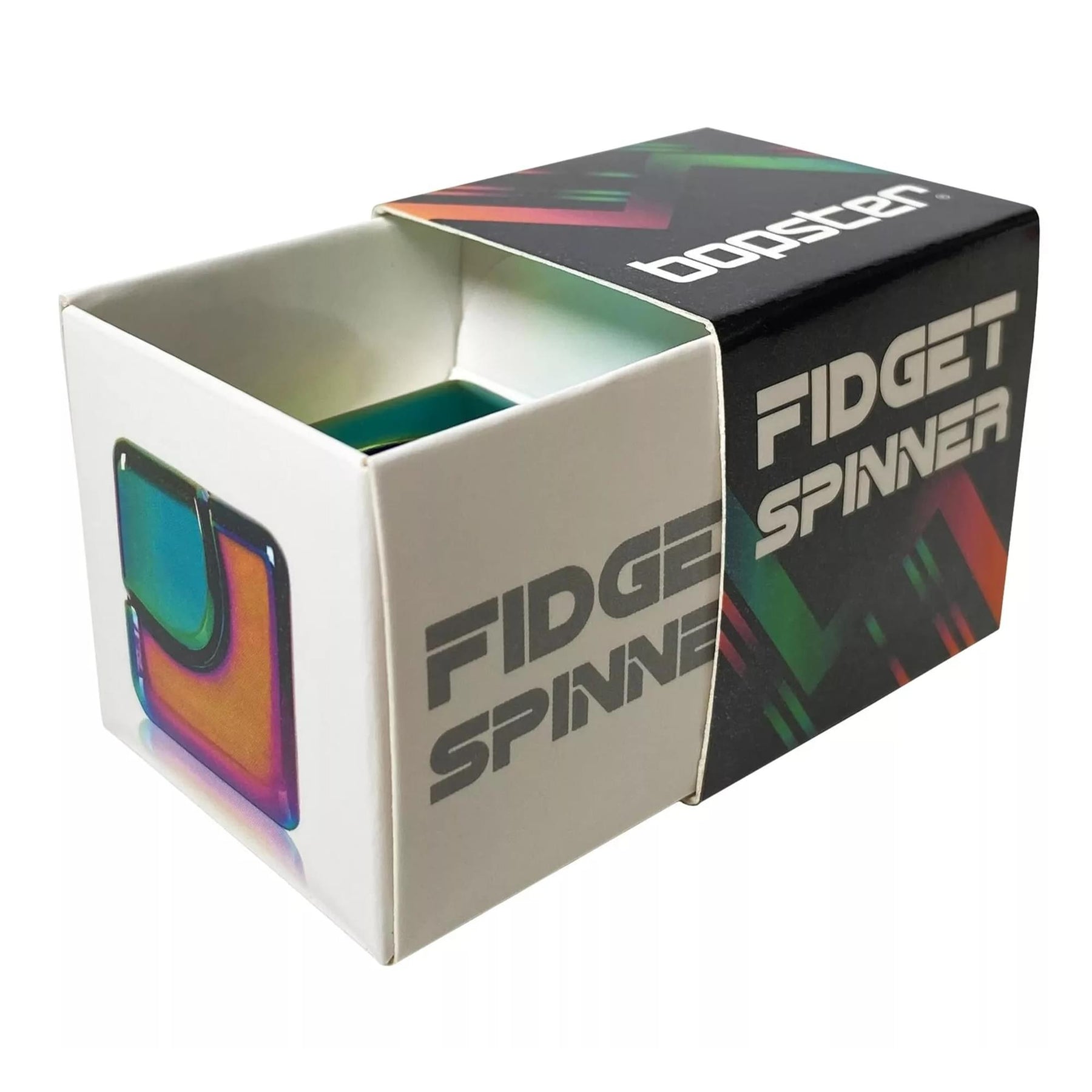 Bopster Fidget Spinner Cube | Multicolored Metallic