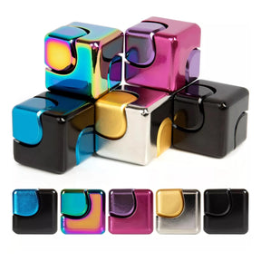 Bopster Fidget Spinner Cube | Multicolored Metallic