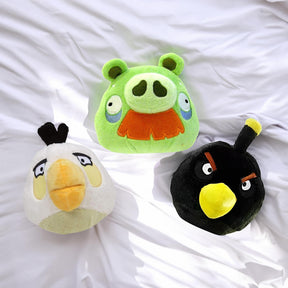 Angry Birds Plush 5" 3 Pack Assortment Moustache Pig, Black Bird, White Bird