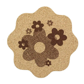 Single Retro Cork Drink Coaster - Daisies