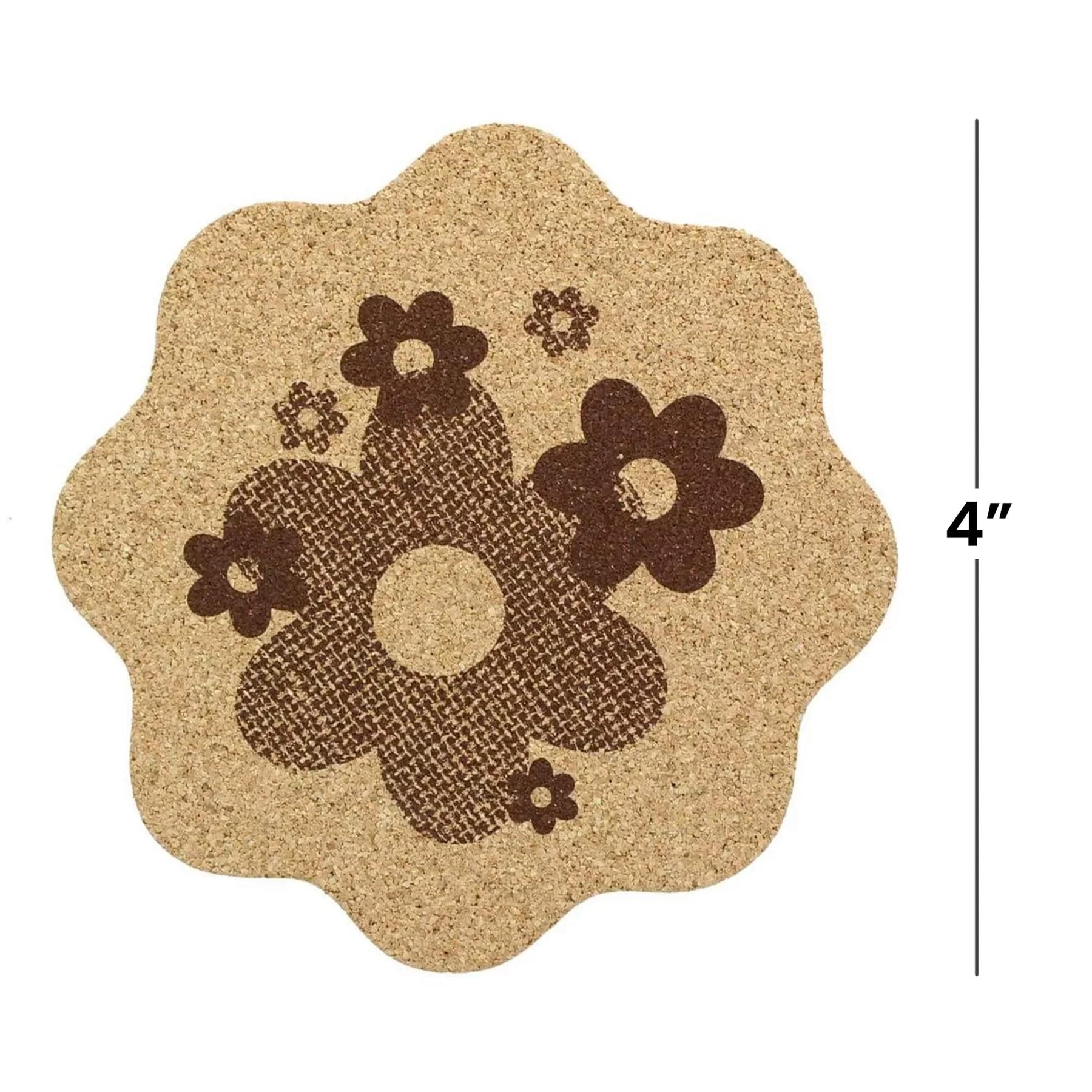 Single Retro Cork Drink Coaster - Daisies