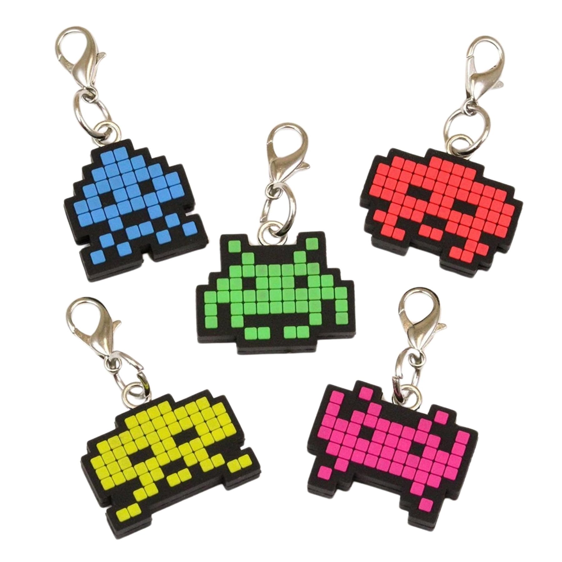 Space Invaders Aliens Zipper Pulls Unique Video Game Accessories | 5-Piece Set