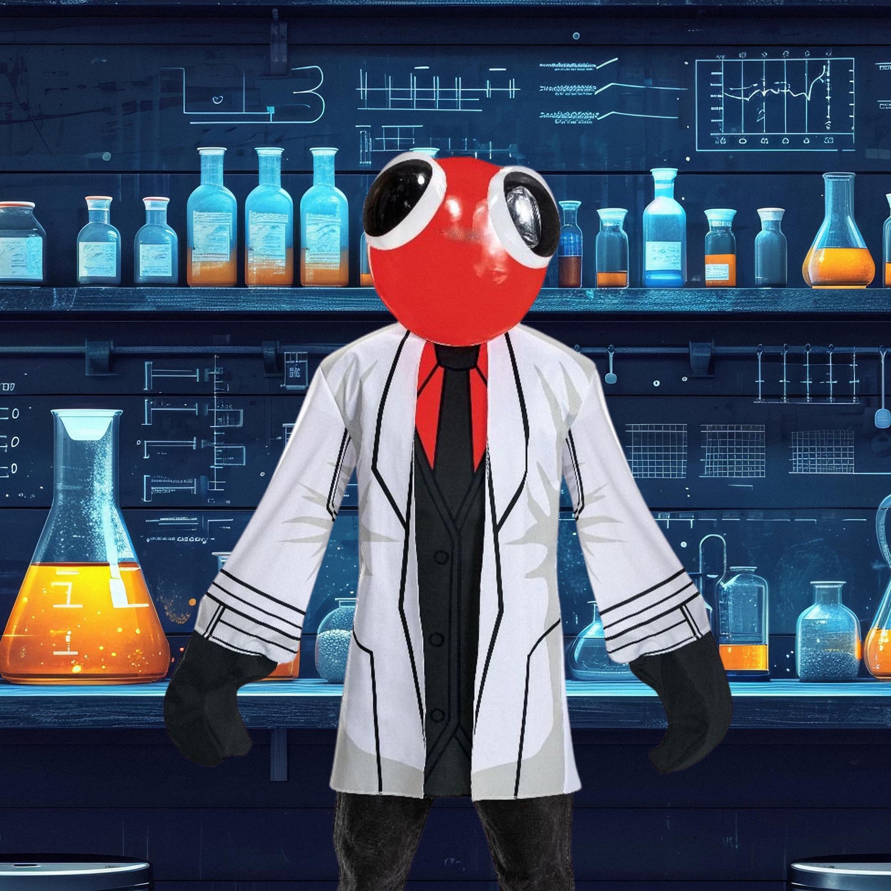 Rainbow Friends Scientist Red Adult Costume