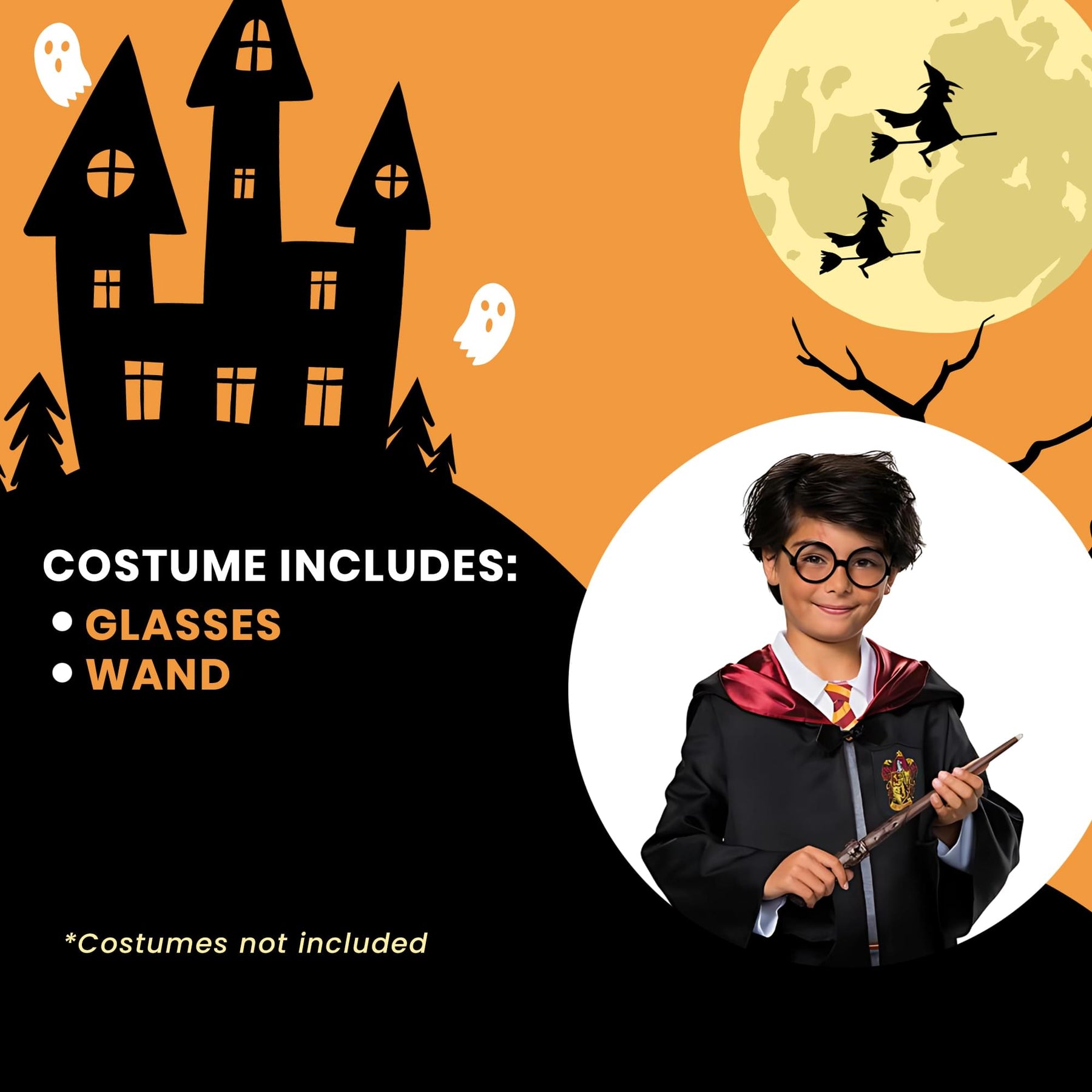 Harry Potter Glasses and Wand Costume Prop Accessory Kit